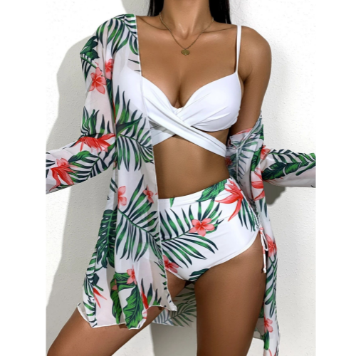 Женская Wrap Top бикини высокой талией снизу купальный костюм с прикрытием вверх
